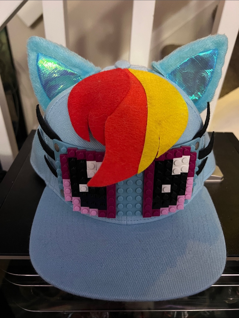 MY LITTLE PONY RAINBOWDASH flatbill Cap with Rainbow Fringe